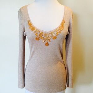126.  Champaign Sparkled Sequin Top